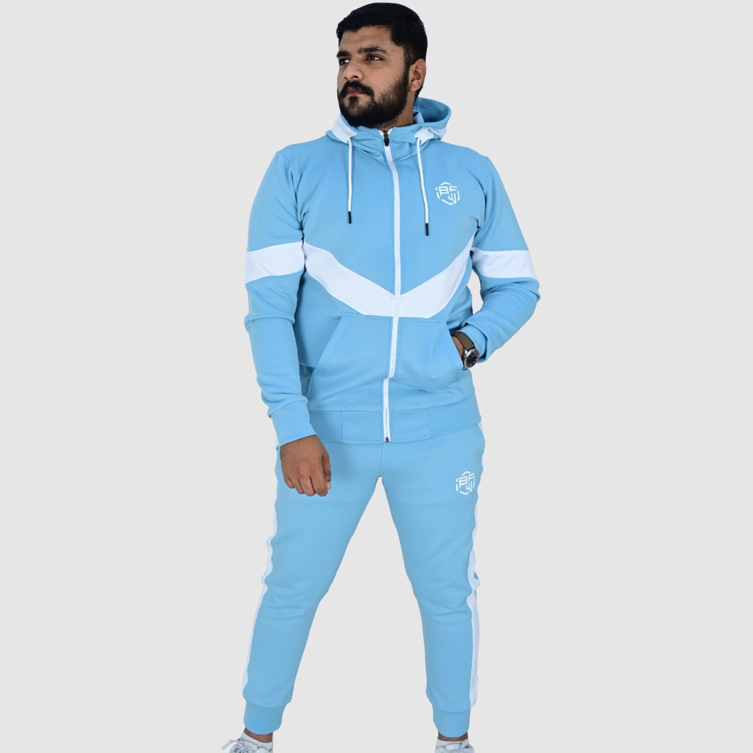 BFW Men’s Zipper Tracksuit for Comfort & Style – Ideal for Gym, Sports, and Casual Wear - Sky Blue - BFW-TS-1513 - Image 4
