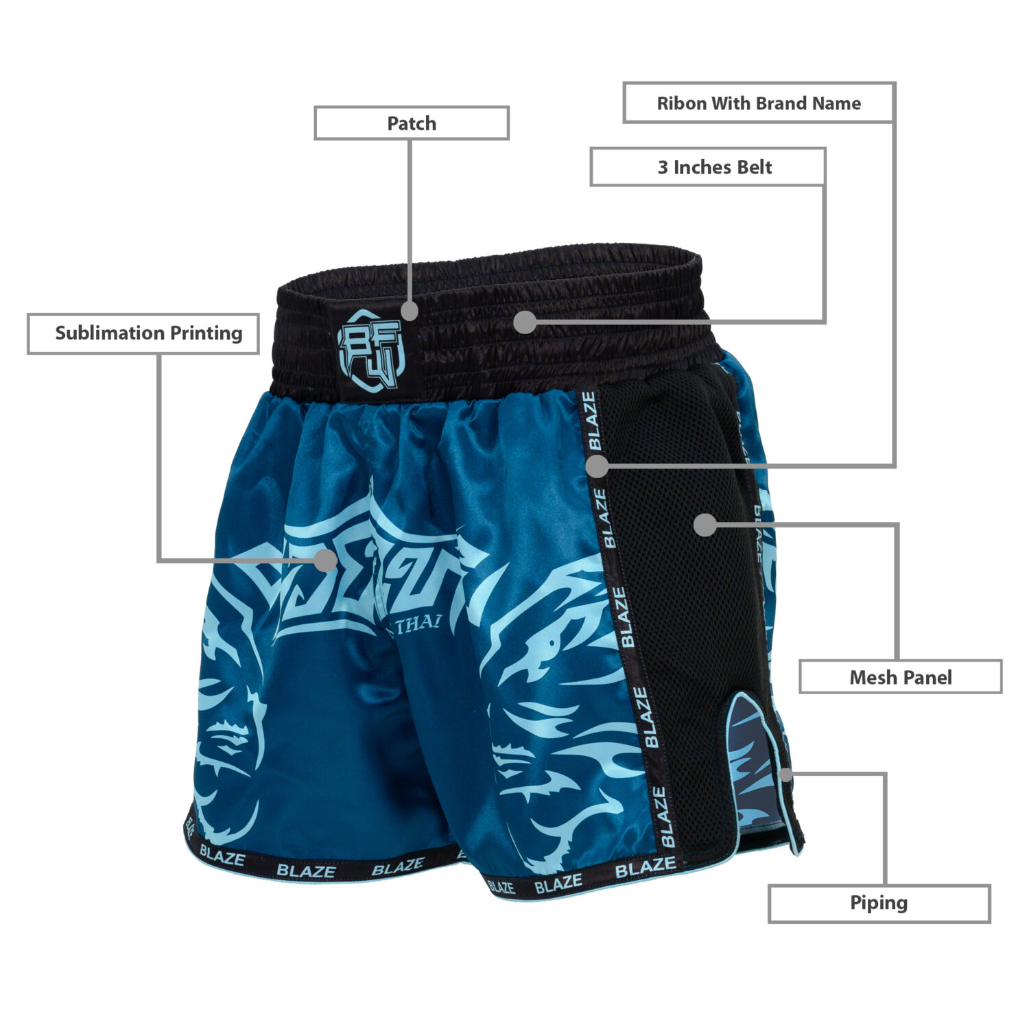 Muay Thai Shorts – Lightweight, Durable Fight Wear - BFW-THS-5120 - Image 6